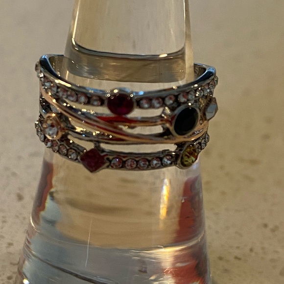 Sterling silver over cooper multi color ring. 4 different color simulated stones - Picture 8 of 13